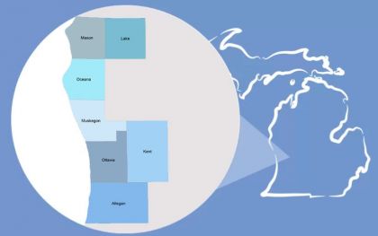 Photo of Michigan Map of the five counties in LRE region